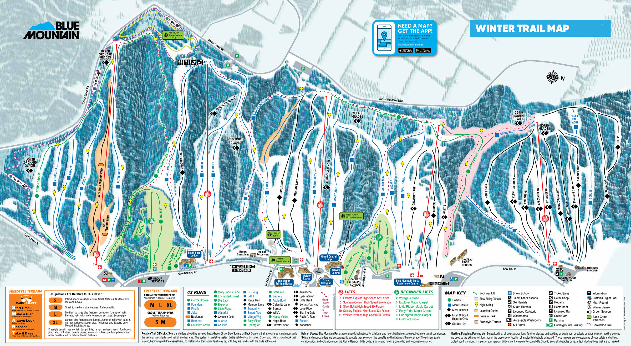 Blue Mountain Trail Map SkiCentral Com