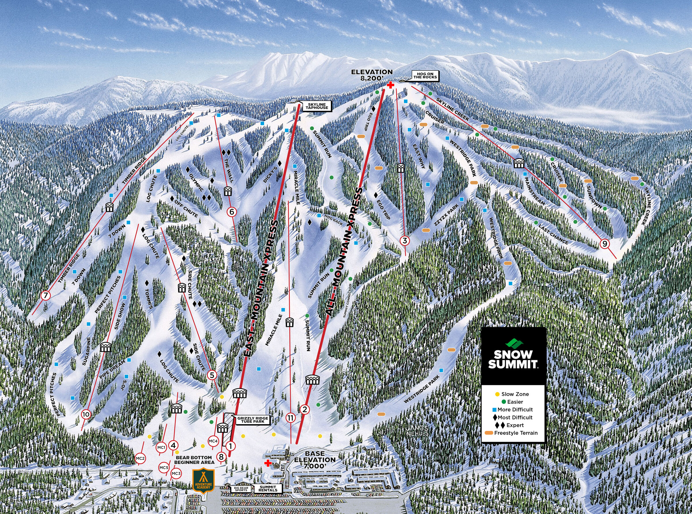 Snow Summit Mountain Resort Trail Map
